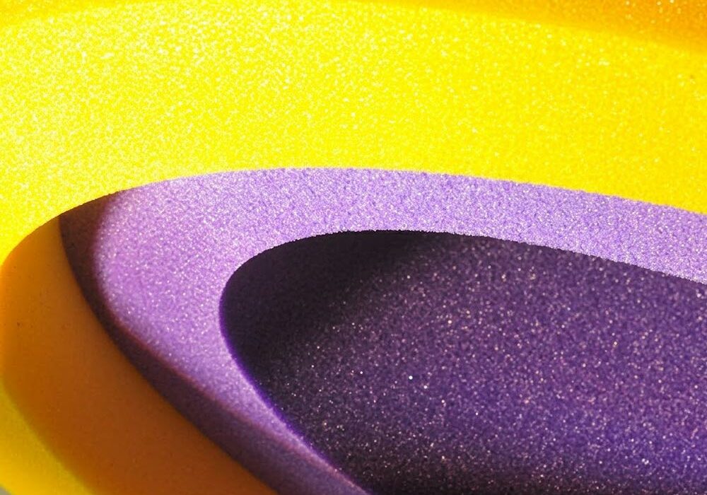 Evazote EVA foam Yellow and purple Evazote EVA foam rolls