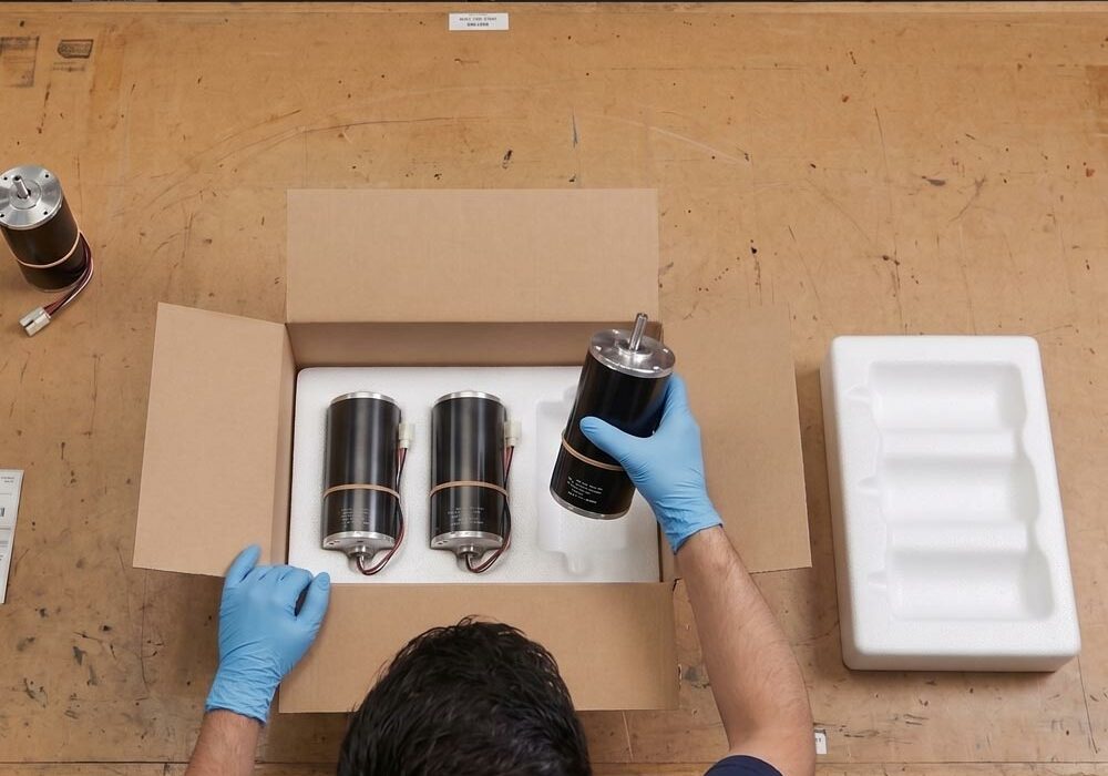 Moulded foam inserts A person packing products into moulded foam packaging inserts