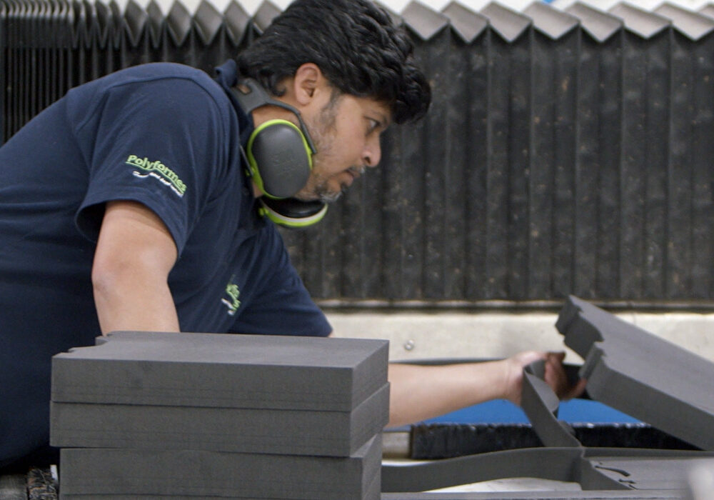A person undertaking foam conversion at Polyformes